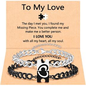UNGENT THEM You Are My Missing Piece of The Puzzle - Couples Bracelets Anniversary Christmas I Love You Sweetest Valentines Day Gifts for Women Men