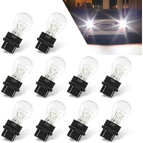 10 PCS 3157 Car Brake Light Bulb, 12V 21/5W Micro Quartz Glass Double Wire Instrument Light Bulb, 360 Degrees Lighting Replacement Accessory, Suitable for Most Car Models (White)