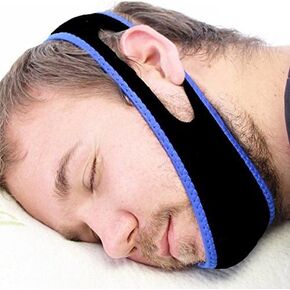 Unisex Comfortable Anti Snoring Jaw Strap Supporter Stop Snoring Sleep Aid Device with Magic Tape Closure Blue