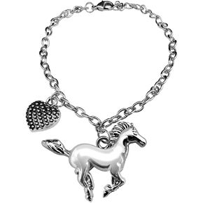 BANCHELLE Horse Bracelet Silver with Heart Pendant