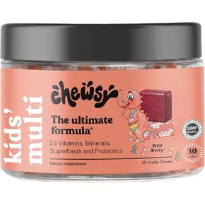 Chewsy Kids’ Multivitamin, Delicious Candy-Style Daily Vitamin Chews + Probiotics + Superfoods, Wild Berry Flavor Chewable Fruity Supplement Chews, Individually Wrapped, Easy to Enjoy, 30-Day Supply in Saudi Arabia
