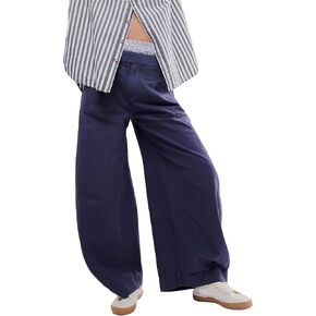 LifeShe Women's Wide Leg Baggy Pants High Rise Barrel Pant Loose Boyfriend Trousers with Pockets