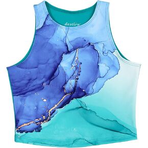 Destira Womens Dance Crop Tank Top, Tidal Wave - Super Soft Athletic Top, Adult Sizes