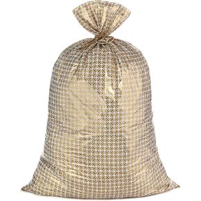 Hallmark 56" Large Plastic Gift Bag (Silver Damask) for Mother's Day, Engagement Parties, Bridal Showers, Weddings, Any Occasion