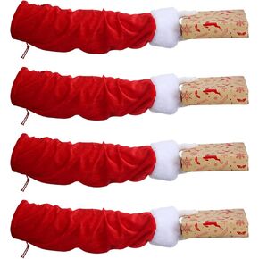 Hicarer 4 Pcs Christmas Santa Sleeve with Furry Cuff Costume Gloves Velvet Christmas Accessories Recording Prop for Xmas Dress up Party Santa Claus Costume Accessories
