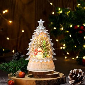 5.7" Christmas Snow Globes Lantern Small Christmas Tree Appearance Water Glitter Battery Powered Christmas Decorations Light (Red Santa Claus)