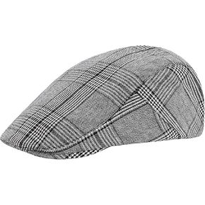 CHIC DIARY Flat Cap for Men Vintage Plaid Beret Ivy Gatsby Newsboy Cotton Irish Hunting Driving Hat with Adjustable Buckle