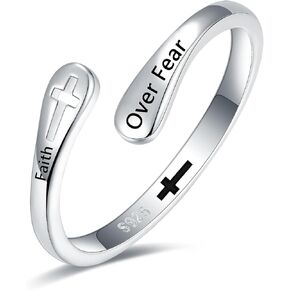 Faith Rings for Women 925 Sterling Silver – My Beloved, Wear This Cross Rings as a Symbol of Faith, Hope, and Love. A Gifts of Encouragement and Strength, Wrapped in Divine Blessings. May It Remind You of My Eternal Love and Guide You on Your Journey