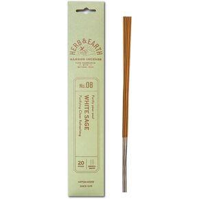 HERB & EARTH H&E Bamboo Incense - White SAGE - 20 Sticks by Nippon KODO, Japanese Quality Incense Since 1575