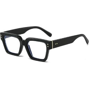 JOVAKIT Square Blue Light Glasses for Women Men Fashion Thick Frame Glasses Trendy Computer Eyeglasses Anti Eyestrain