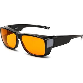 CAXMAN 99.9% Blue Light Glasses Sleep Glasses Orange Tinted Lens for Good Sleep Fit Over Glasses Fully Covered Your Eyes