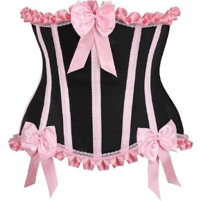 Daisy corsets Womens Top Drawer Black/Pink Steel Boned Burlesque Underbust Corset Waist Cincher
