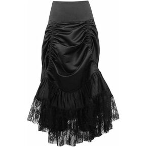 Daisy corsets Women's Black Satin & Lace Gothic Long Hi Low Bustle Skirt