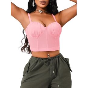 Kaei&Shi Ruched Corset Crop Top for Women,Backless Sexy Bustier Tops,Going Out Outfit Date Night Concert