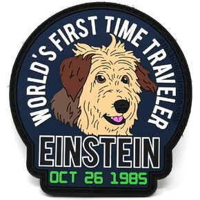 Einstein World's First Time Traveler PVC Hook and Loop Tactical Patch - Back to The Future Inspired