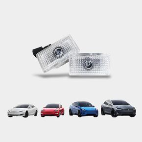 Ultra Bright LED Car Door Logo Projector Puddle Lights Compatible with Tesla Model Y/3/S/X Accessories Light 3D Laser Ghost Shadow Light No Fade 4K-HD Welcome Light (2Pcs)