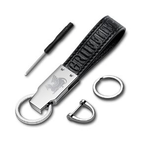 Handmade Leather Keychain for Men, Key Chains for Car Keys, Quick Release, 100% Italian Premium Leather, Blue & White