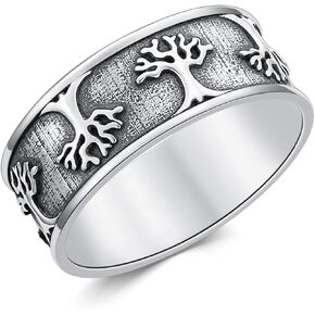 Tree of Life Ring for Men 925 Sterling Silver Tree of Life Men Wedding Band Ring Jewelry Gifts for Men Women