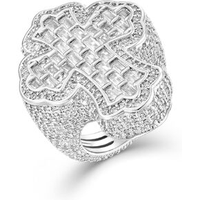 Men's Iced Out Gold Plated Hip Hop Ring, Cross Cubic Zirconia Pinky Ring for Men,Size7-10
