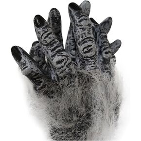 Skeleton Gloves Halloween Costume Werewolf Hands Gloves Monster Wolf Claws Gloves Halloween Hairy Latex Wolf Gothic Cat Paw Gloves Party Cosplay Masquerade Devil Vampire Gloves Therian Paws Gloves