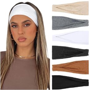 AKTVSHOW Headbands for Women Short Hair Elastic Hair Bands for Women's Hair Workout Sports Yoga Exercise Hair Accessories Wide Thick Sweat Headbands 12 Pack