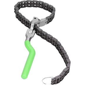 OUKENS Chain Type Oil Filter Wrench, 13.8in Long Handle Universal Heavy-Duty Adjustable Chain Wrench (2.4-7.6 in) Auto Repairing Removal Tool
