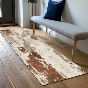 Runner Rug 2'x 6' for Kitchen Living Room Hallway Entryway Hall Bathroom Laundry Mat Long Bedroom Bedside Carpet Home Decor House Accessories Apartment Essential Haves Ft 5 6 7 8 9 10 12 (White Brown
