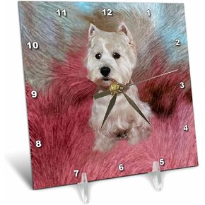 3dRose dc_4054_1 Westie-Desk Clock, 6 by 6-Inch