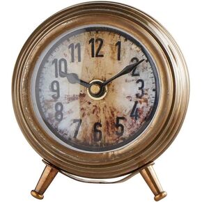 47th & Main Vintage Farmhouse Table Clock Tabletop Home Décor, Antique Gold