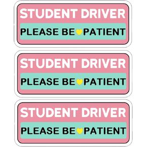 3 Pcs Student Driver Car Magnet, Teen Driver Magnet for Car, Please Be Patient Student Driver Magnet Removable Novice Rookie Safety Atntteion Sign - Weather-Resistant Blue/Black