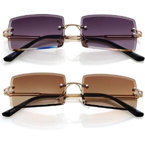 Kursan Frameless Rectangle Sunglasses for Men Women Small Rimless Sun Glasses Shades UV400 Protection