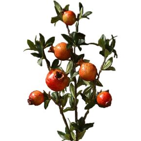 Okngr Artificial Pomegranate Branch, 3pcs Artificial Rosehip Berries 31.5inch Fake Berries Decor Simulation Pomegranate Bouquet Artificial Branches Winter Decorative for Holiday Decoration (Orange)