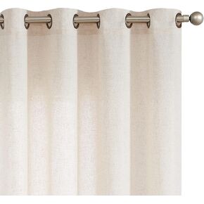jinchan Linen Beige Curtain 100 Inch Extra Wide for Patio Sliding Glass Door Room Divider Farmhouse Grommet Top Light Filtering Window Drape for Bedroom 100x96 Crude 1 Panel