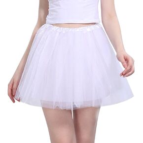 Women's Tutu Tulle Skirt Elastic Waist Puffy Short Petticoat Princess Above Knee Ballet Dance Underskirt
