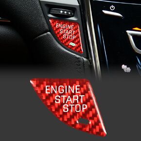 TOMALL Carbon Fiber Car Engine Start Stop Cover Sticker Compatible with Cadillac ATS ATS-L Engine Switch Power Ignition Cover Trim for Car Push Start Button C (Carbon Fiber)