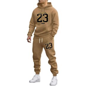 SOLY HUX Men's Tracksuit 2 Piece Outfits Number Graphic Long Sleeve Drawstring Hoodies Sweatshirt and Sweatpants Set