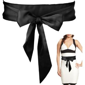 Sash Belt for Dresses Women Fabric Belt Bridal Tie Belt Long Wide Belt Black Dress Waist Belt Ladies Ribbon Bow Belt for Wedding Party Bridal Bridesmaid Belt