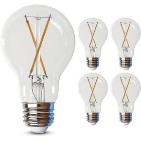 Feit Electric LED Clear A19 Medium Base Light Bulb - 40W Equivalent - 15 Year Life - 450 Lumen - 2700K Soft White - Dimmable | 4-Pack