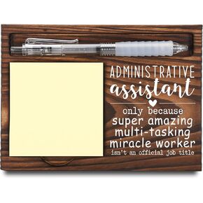 Assistant Principal Gifts, Assistant Principal Appreciation Gifts, Thank You Gifts, Sticky Note Holder, Post-it Note Dispenser for Desk, Wooden Post-it Note & Pen Holder 6.5" x 4.7" - FTA112