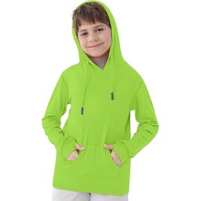 قمصان سباحة للأولاد من Rash Guard بعامل حماية من أشعة الشمس 50+ للحماية من الشمس وأكمام طويلة مع قلنسوة للأطفال لصيد الأسماك على الشاطئ والرياضات المائية مع جيب