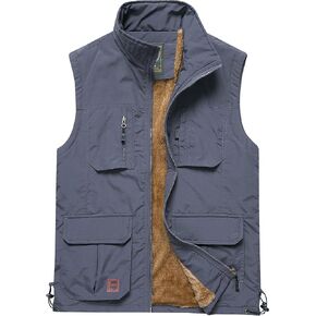 Men's Casual Lightweight Vest Fleece Lined Windproof Warm Sleeveless Jacket