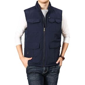HOW'ON Men's Winter Fleece Lined Warm Vest Padded Puffer Vest Outdoor Sleeveless Jacket Multi Pocket in Kuwait