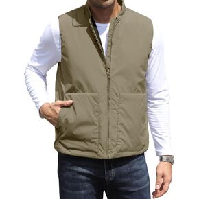 Men's Outerwear Vest Lightweight Casual Sleeveless Jacket Outdoor Golf Vest with Zipper Pockets Water Resistant
