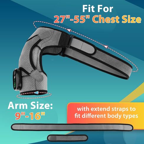 Cordless Portable Shoulder Heating Pad & Massager, Heating Vibration Shoulder Wrap, Shoulder Brace for Pain Relief, Rotator Cuff Support for Men & Women, Black in Saudi Arabia