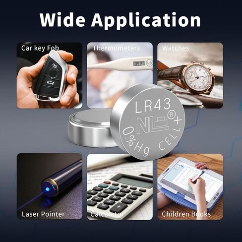 PKCELL 20 قطعة بطاريات LR43 386 SR43 AG12 بطاريات زر 1.5 فولت بطارية خلية عملة قلوية (20 قطعة (عبوة من 1)) in Kuwait