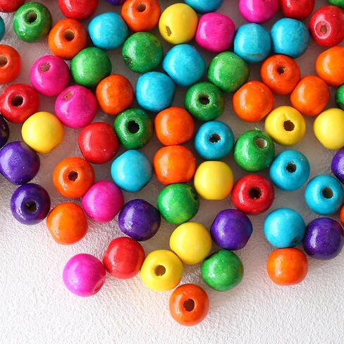 DAHI 1000pcs Colorful Wooden Beads 8mm Wood Beads Spacer Beads Wooden Beads for Crafts Bracelets DIY Jewelry Making (color-8mm) in Kuwait
