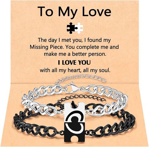 UNGENT THEM You Are My Missing Piece of The Puzzle - Couples Bracelets Anniversary Christmas I Love You Sweetest Valentines Day Gifts for Women Men in Kuwait