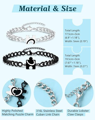 UNGENT THEM You Are My Missing Piece of The Puzzle - Couples Bracelets Anniversary Christmas I Love You Sweetest Valentines Day Gifts for Women Men in Kuwait
