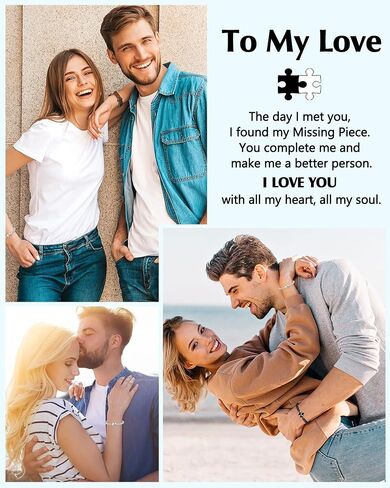 UNGENT THEM You Are My Missing Piece of The Puzzle - Couples Bracelets Anniversary Christmas I Love You Sweetest Valentines Day Gifts for Women Men in Kuwait
