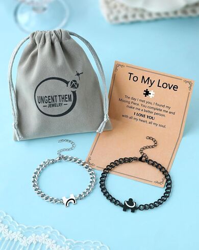 UNGENT THEM You Are My Missing Piece of The Puzzle - Couples Bracelets Anniversary Christmas I Love You Sweetest Valentines Day Gifts for Women Men in Kuwait